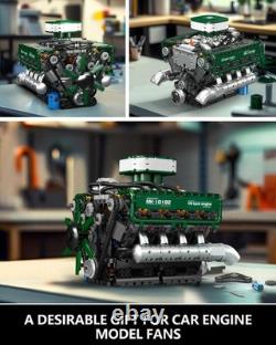 MOC V8 Engine Model Kit 2250+ PCS Building Blocks Battery & Motor Included