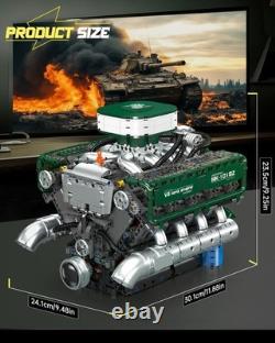 MOC V8 Engine Model Kit 2250+ PCS Building Blocks Battery & Motor Included