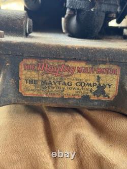Maytag Model 72 Engine Twin Cylinder Washing Machine Motor Spins Original Decals