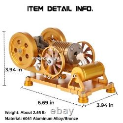 Mechanical Hot Air Stirling Steam Motor Engine Model Kit Physical Toy Double Fan