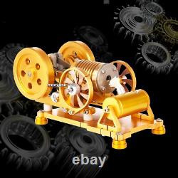 Mechanical Hot Air Stirling Steam Motor Engine Model Kit Physical Toy Double Fan