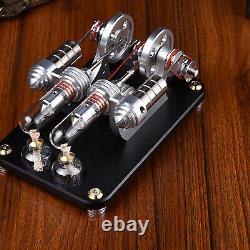 Metal 2-Cylinders Parallel Bootable Stirling Engine Motor Model For Collect Gift