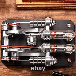 Metal 2-Cylinders Parallel Bootable Stirling Engine Motor Model For Collect Gift