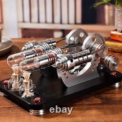Metal 2-Cylinders Parallel Bootable Stirling Engine Motor Model For Collect Gift