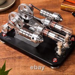 Metal 2-Cylinders Parallel Bootable Stirling Engine Motor Model For Collect Gift