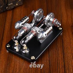 Metal 2-Cylinders Parallel Bootable Stirling Engine Motor Model For Collect Gift