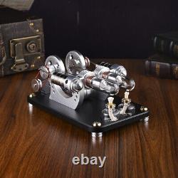 Metal 2-Cylinders Parallel Bootable Stirling Engine Motor Model For Collect Gift