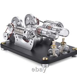 Metal 2-Cylinders Parallel Bootable Stirling Engine Motor Model For Collect Gift
