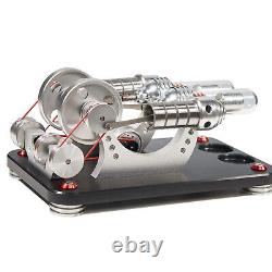 Metal 2-Cylinders Parallel Bootable Stirling Engine Motor Model For Collect Gift