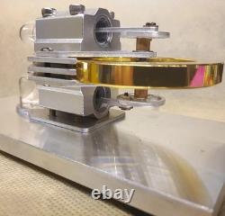 Micro Flywheel Design Hot-Air Stirling Engine Motor Model with LED Light String