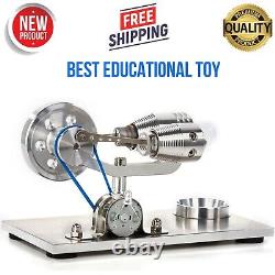 Mini Hot Air Stirling Engine Motor Model Gift Educational Toy Kit With LED Light