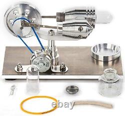 Mini Hot Air Stirling Engine Motor Model Gift Educational Toy Kit With LED Light