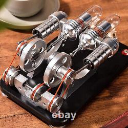 Mini Stirling Engine 2-Cylinders Motor Kit Kid Science Toy Electricity Generator