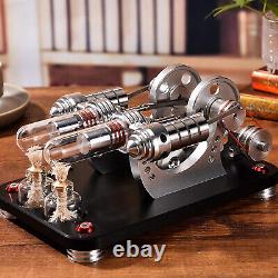 Mini Stirling Engine 2-Cylinders Motor Kit Kid Science Toy Electricity Generator