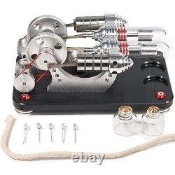 Mini Stirling Engine 2-Cylinders Motor Kit Kid Science Toy Electricity Generator