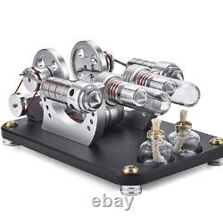 Mini Stirling Engine 2-Cylinders Motor Kit Kid Science Toy Electricity Generator