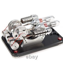 Mini Stirling Engine 2-Cylinders Motor Kit Kid Science Toy Electricity Generator