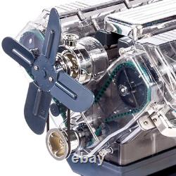 Mini V8 Engine Model Kit That Runs Mechanical Assembly DIY Toy With Bracket