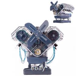 Mini V8 Engine Model Kit That Runs Mechanical Assembly DIY Toy With Bracket