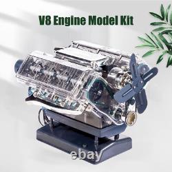 Mini V8 Engine Model Kit That Runs Mechanical Assembly DIY Toy With Bracket