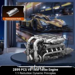 Mini V8 Twin Turbo Engine Model Kit That Works 2899+ PCS Build Your Own Vis