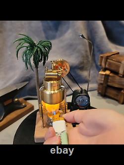 Mini Vintage Live Steam Engine Model With Brass Boiler Generator Motor Gift Toy