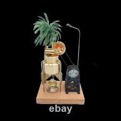 Mini Vintage Live Steam Engine Model With Brass Boiler Generator Motor Gift Toy