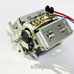 Miniature all-metal strong magnetic piston four-cylinder engine model, DC motor