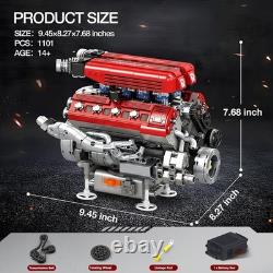 Motorized V8 Engine Model Kit 1101 Pieces, Perfect Stem Learning Toy