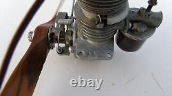 OK MOTOR 49 Spark Ignition Model Airplane Engine & Rare Shotgun Barrel Exhaust