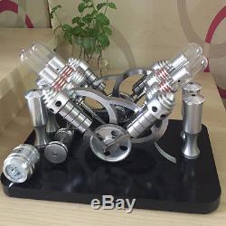 Powerful Hot Air Stirling Engine Model Toy 4-Cylinder Engine Motor V-4 Engine