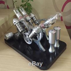 Powerful Hot Air Stirling Engine Model Toy 4-Cylinder Engine Motor V-4 Engine