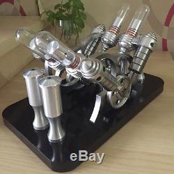 Powerful Hot Air Stirling Engine Model Toy 4-Cylinder Engine Motor V-4 Engine