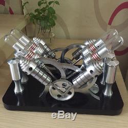 Powerful Hot Air Stirling Engine Model Toy 4-Cylinder Engine Motor V-4 Engine