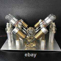 Powerful Hot Air Stirling Engine Model Toy DIY Micro V4 Engine Generator Motor