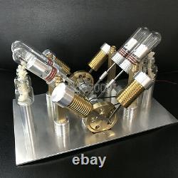 Powerful Hot Air Stirling Engine Model Toy DIY Micro V4 Engine Generator Motor