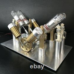 Powerful Hot Air Stirling Engine Model Toy DIY Micro V4 Engine Generator Motor