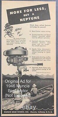 Rare! Vintage 1946 Neptune Muncie Outboard Boat Motor/ Engine Model# 15B2