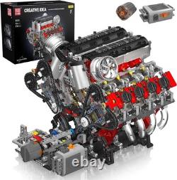 Running V8 Engine Model Kit STEM Building Blocks Motorized Mechanical Toy 2700+P