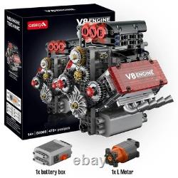 Simulation 478pcs V8 Engine Motorized Building Blocks Mechanical Model