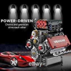 Simulation 478pcs V8 Engine Motorized Building Blocks Mechanical Model