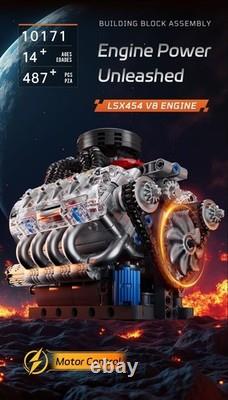 Sosuy V8 Engine Building-Blocks Sets, Working Motor Model, 487+PCS Mechanic Disp