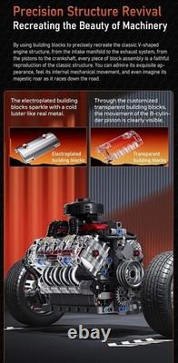 Sosuy V8 Engine Building-Blocks Sets, Working Motor Model, 487+PCS Mechanic Disp