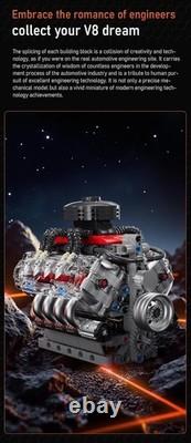 Sosuy V8 Engine Building-Blocks Sets, Working Motor Model, 487+PCS Mechanic Disp