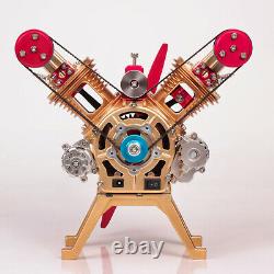 Stirling Engine Kit V Shape Motor 2-Cylinder Vacuum Model Educational Toy Gifts