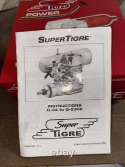 SuperTigre G90 RC Model Airplane Engine Motor with Muffler In Box Sticker Nice