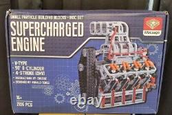Supercharged 8 Cylinder 4 Stroke V-Type Engine MOC Model Set 2106 Pieces See Pic