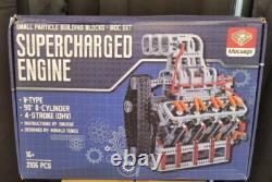 Supercharged 8 Cylinder 4 Stroke V-Type Engine MOC Model Set 2106 Pieces. See Pic