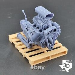 Supercharged Ardun Flathead V8 model engine resin 3D printed 124-18 scale