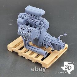 Supercharged Ardun Flathead V8 model engine resin 3D printed 124-18 scale